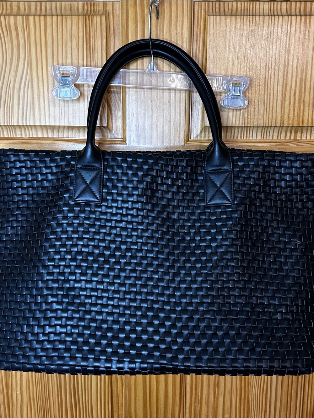 Lulu's Black Woven Faux Leather Tote